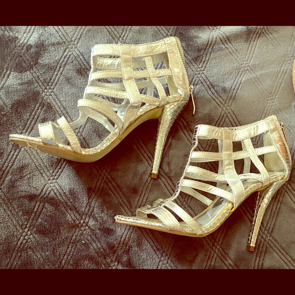 Silver Strappy Stiletto